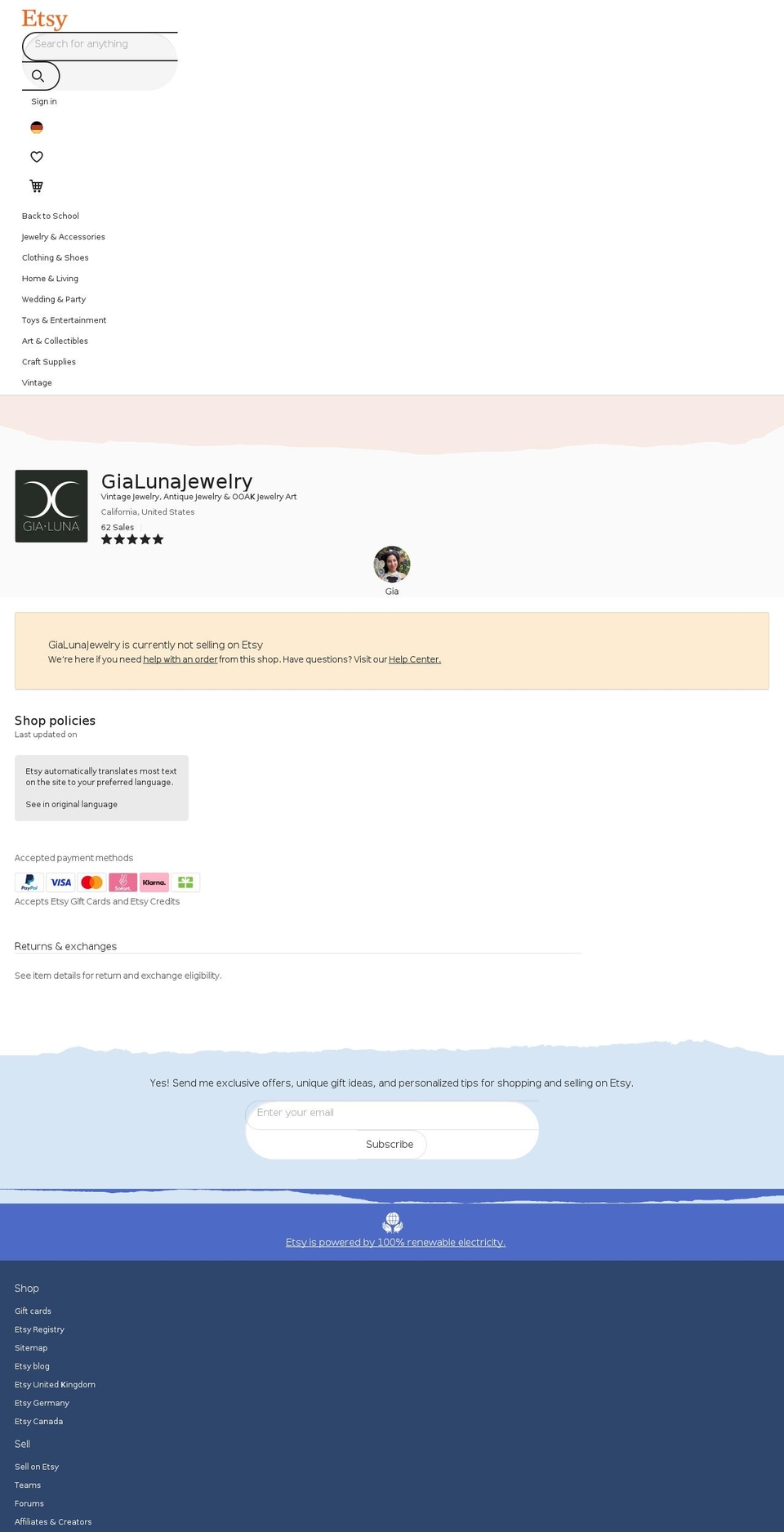 gialunajewelry.com — Shopify storefront screenshot