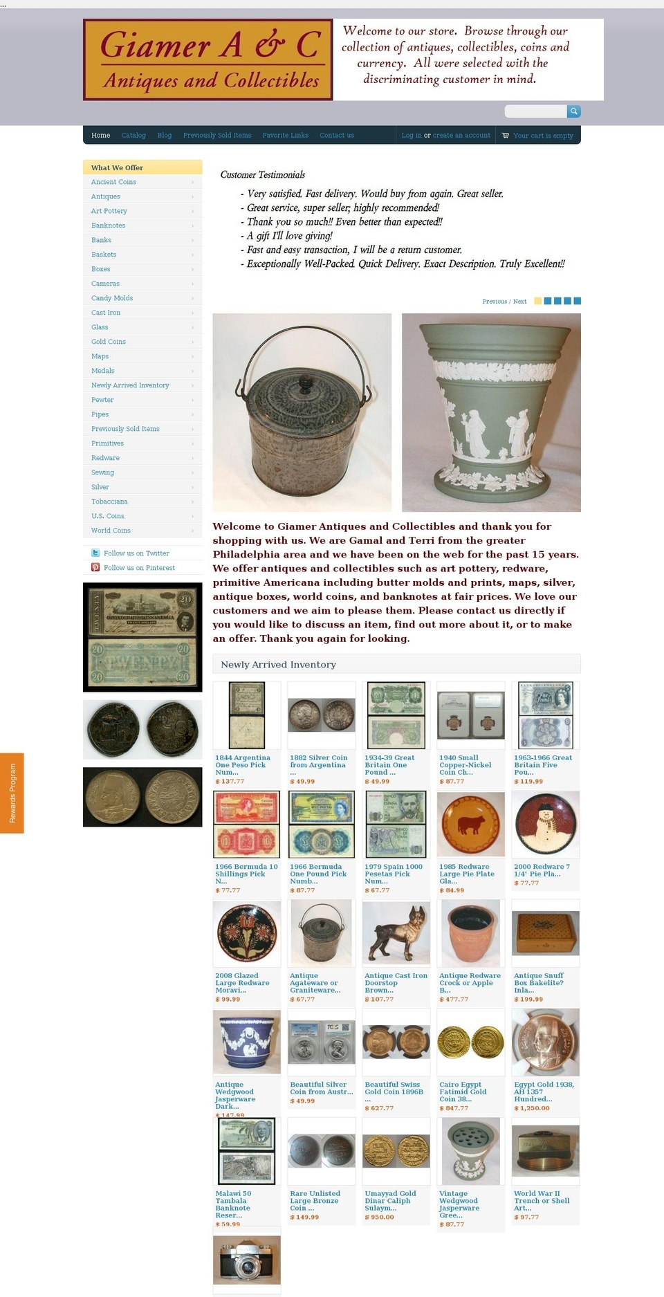 giamerantiquesandcollectibles.com shopify website screenshot