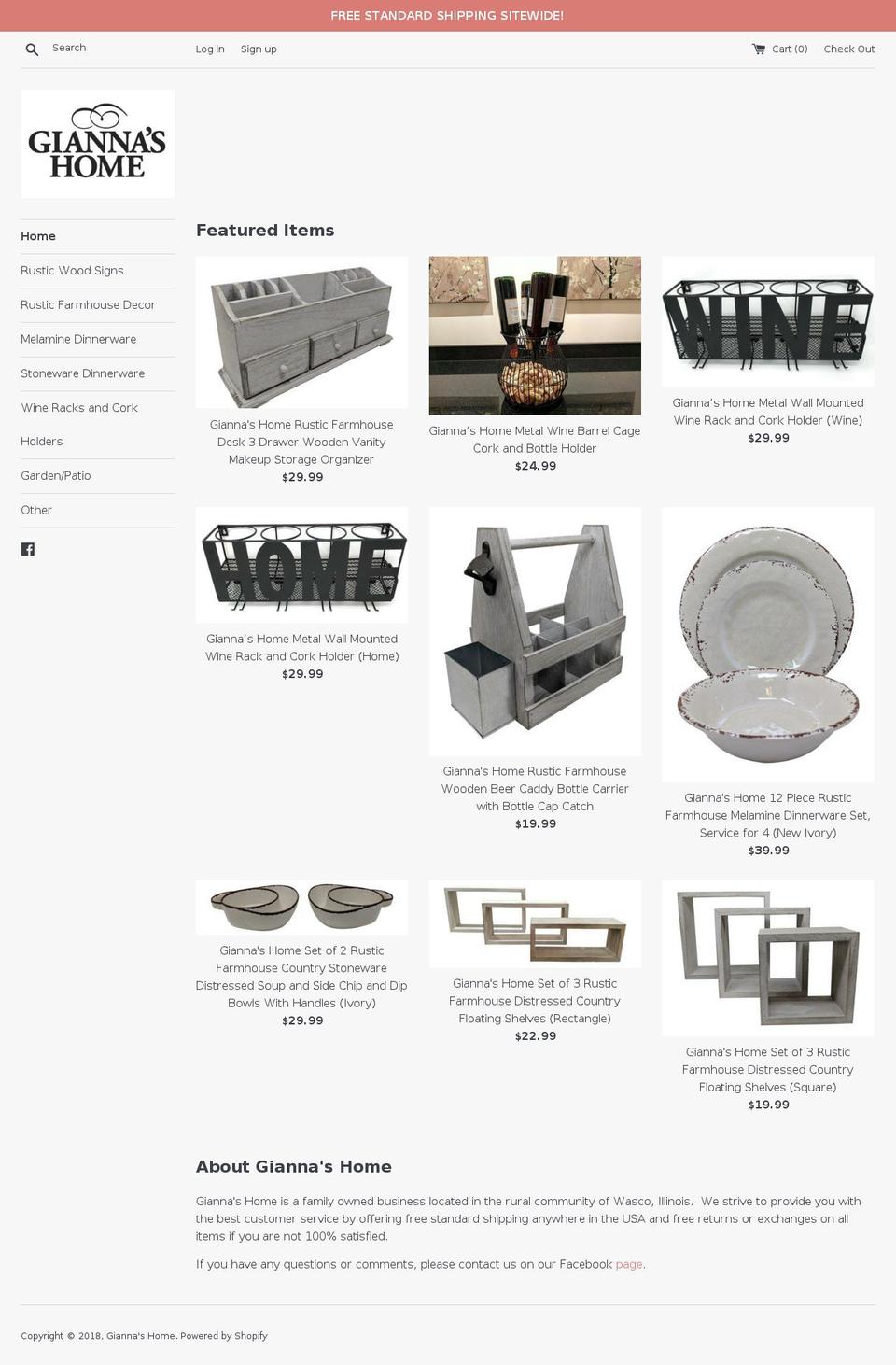 giannashome.com shopify website screenshot