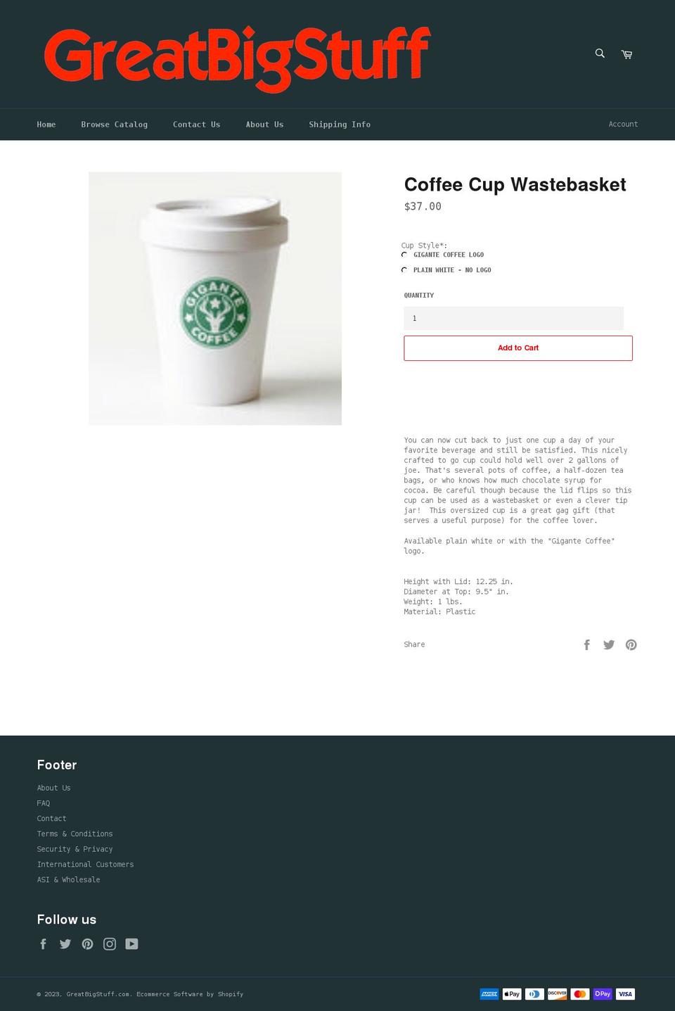 Javascript Playroom with updated customization Shopify theme site example giantcoffeecup.com