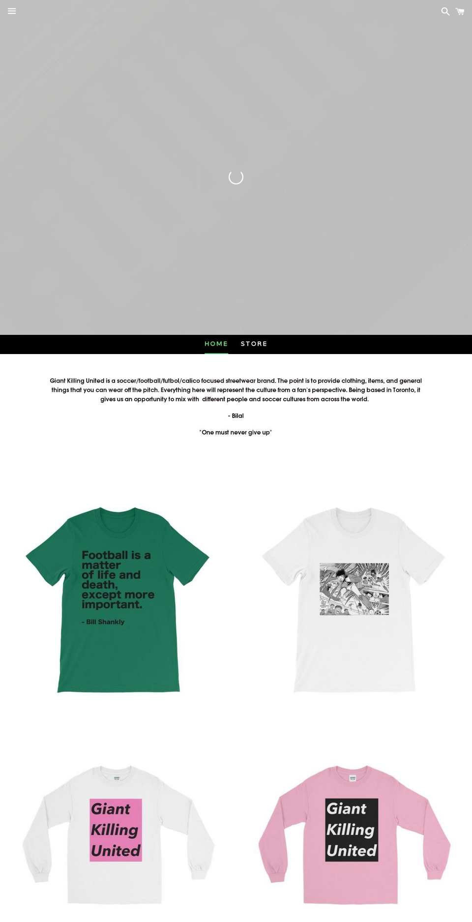 giantkillingunited.com — Shopify storefront screenshot