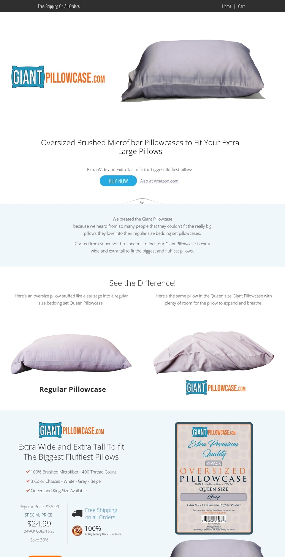 giantpillowcase.com shopify website screenshot
