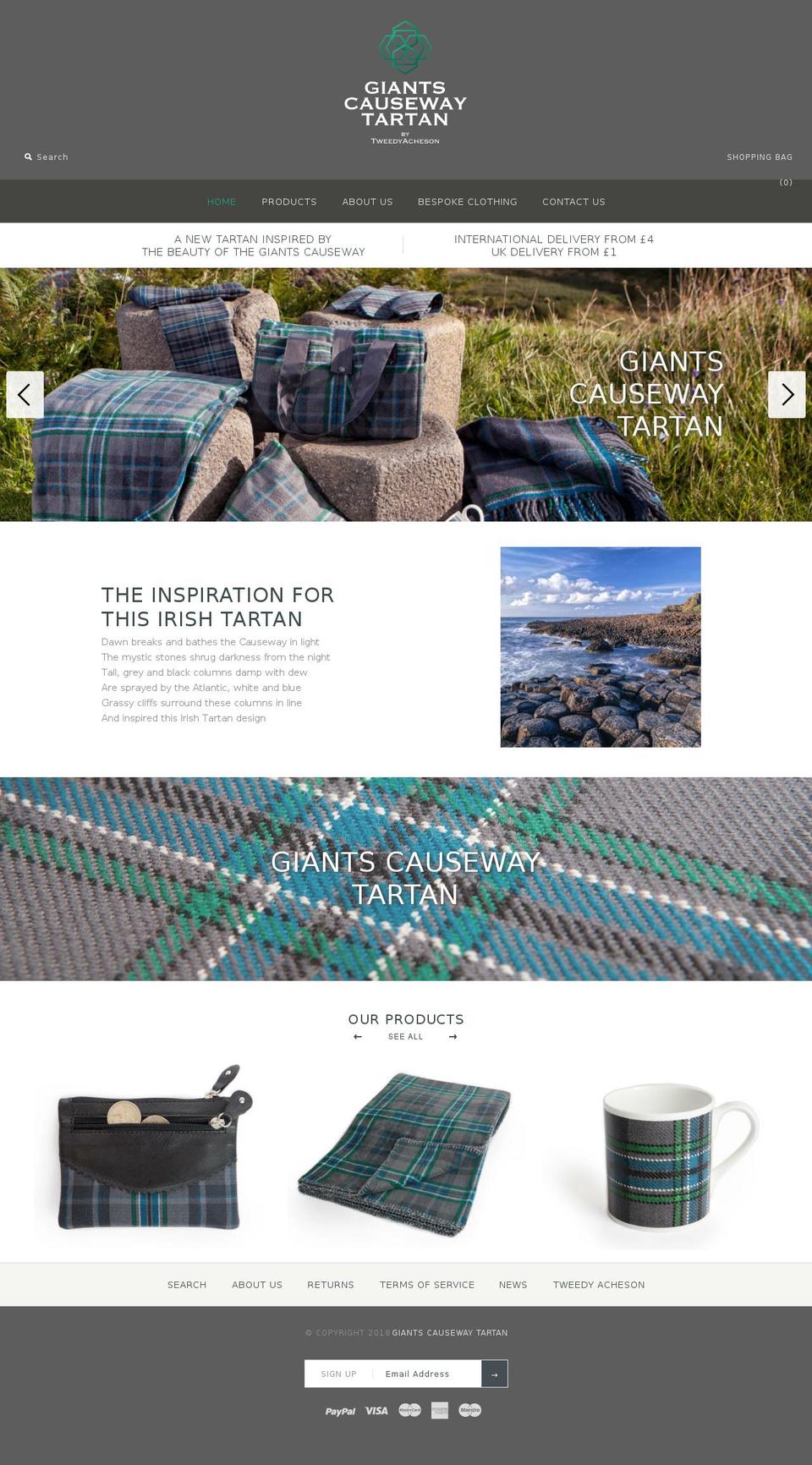 giantscausewaytartan.com — Shopify storefront screenshot