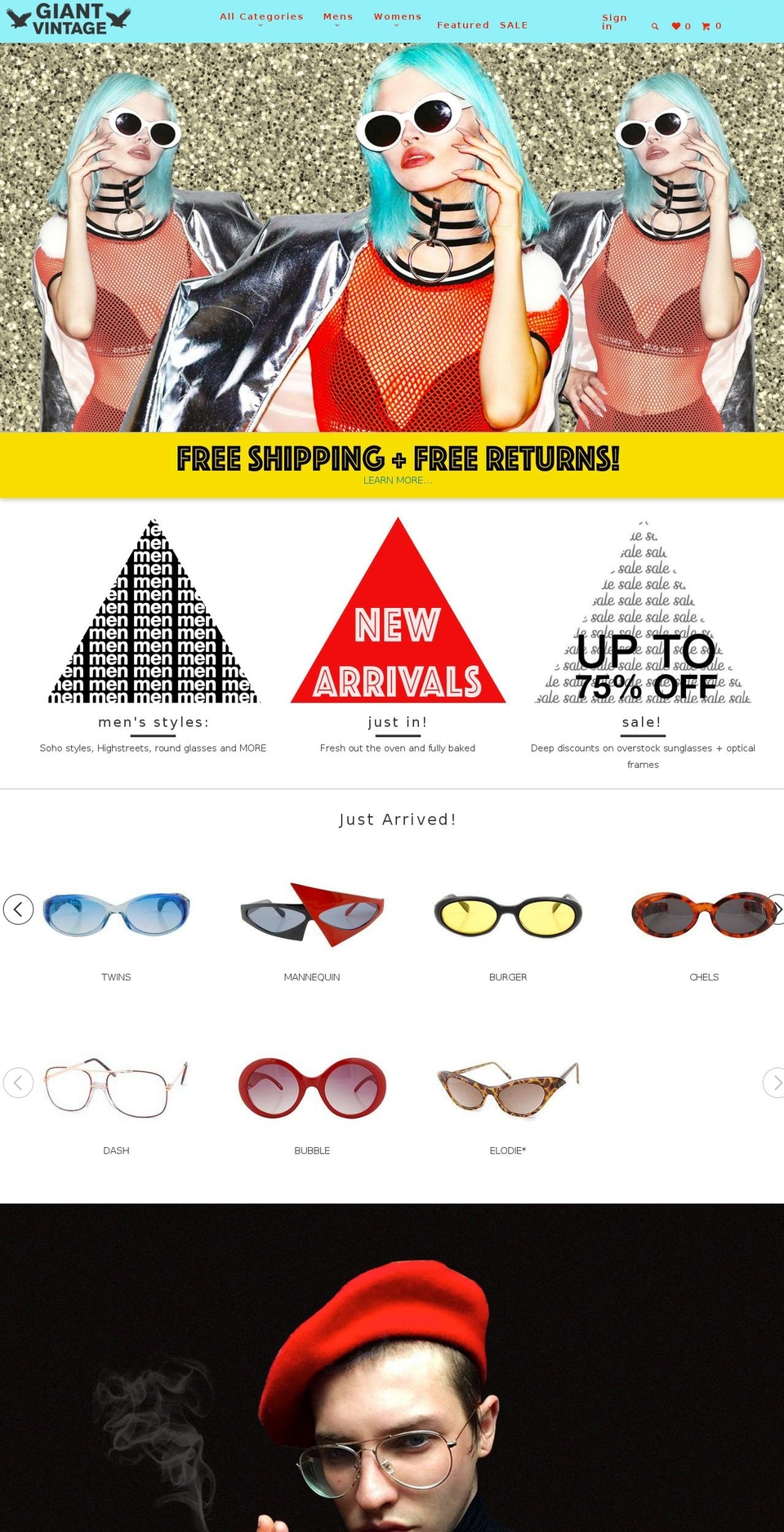 giantvintagesunglasses.com shopify website screenshot