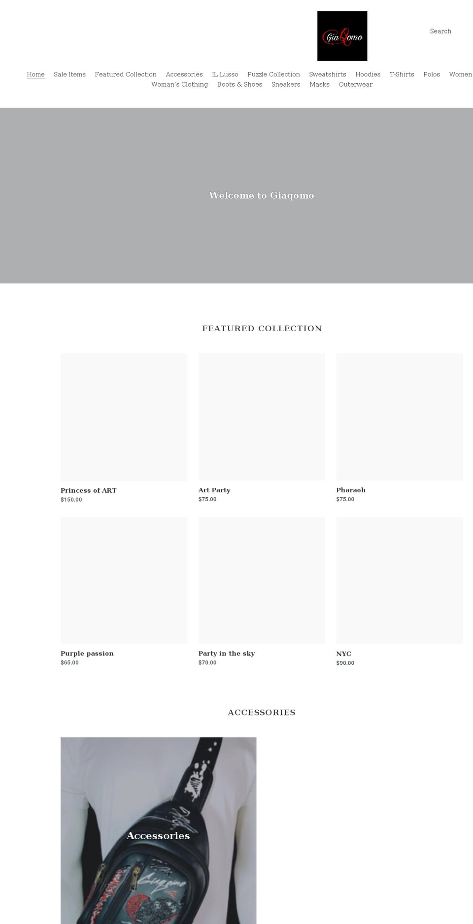giaqomo.com shopify website screenshot