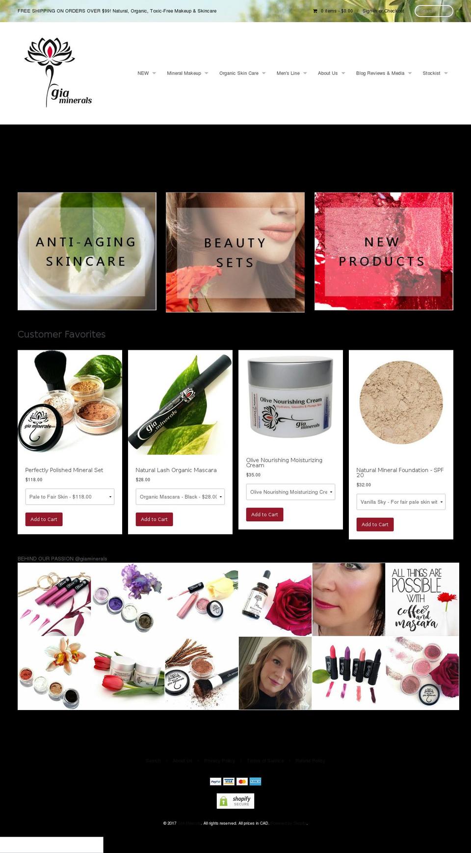 giascosmetics.com shopify website screenshot
