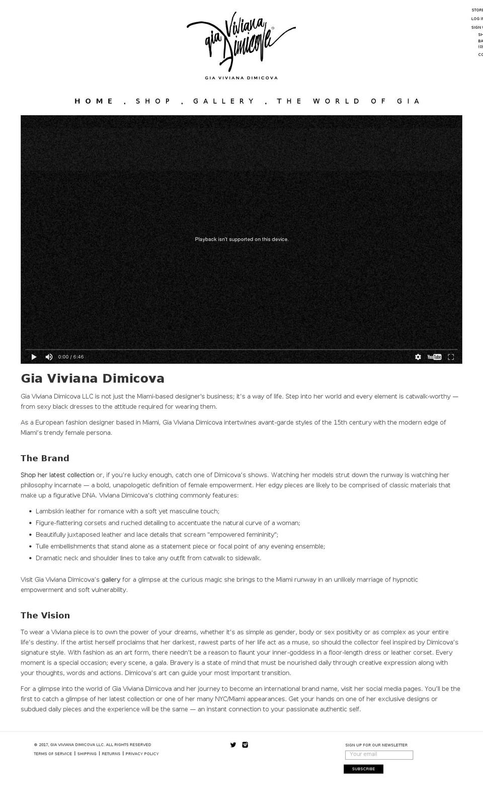 giavivianadimicova.com shopify website screenshot