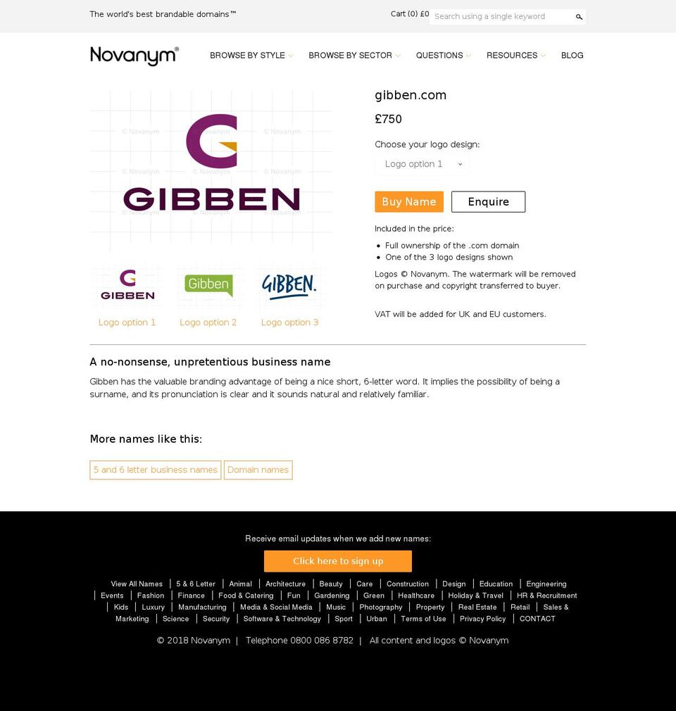 gibben.com shopify website screenshot