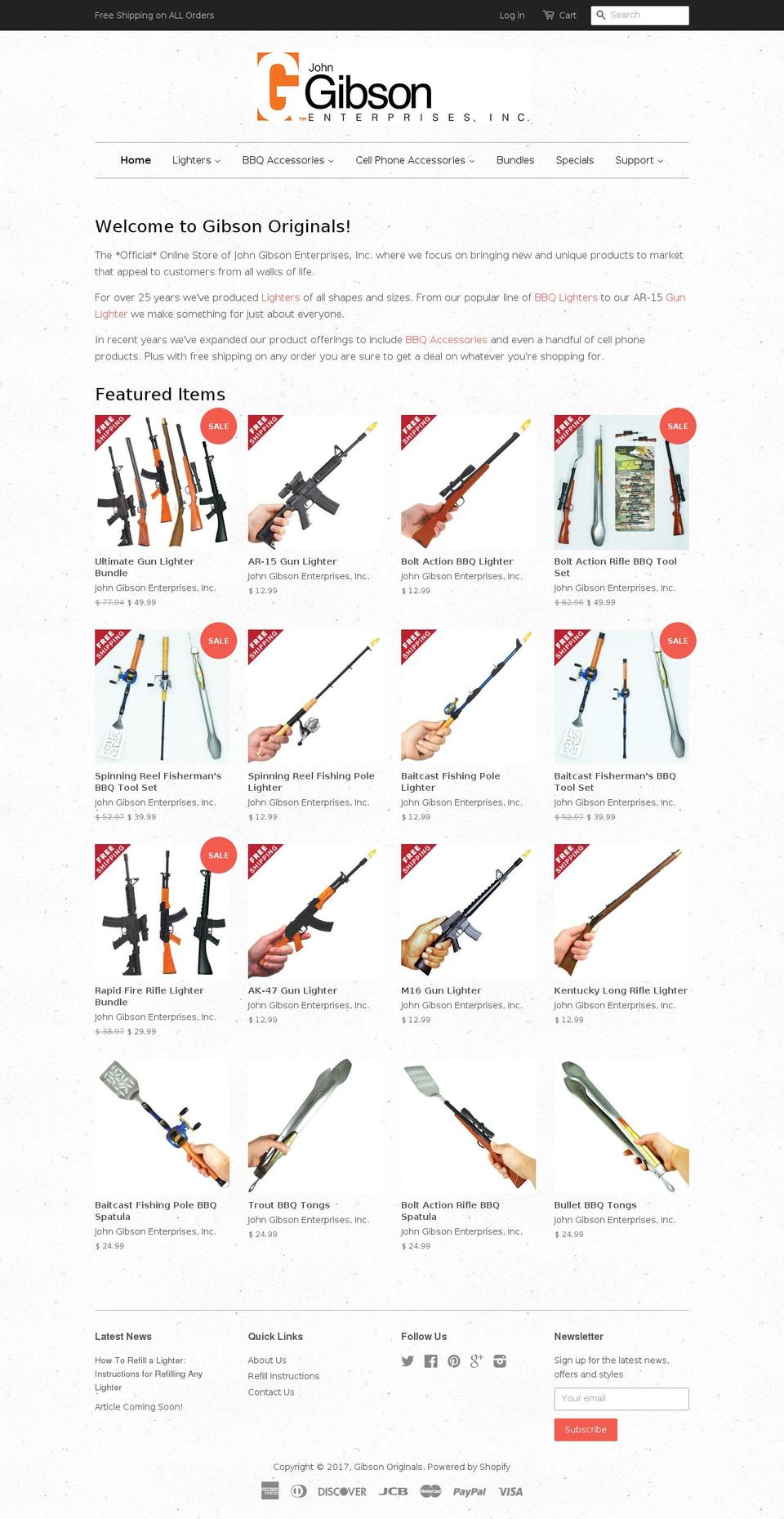 gibson-originals.com shopify website screenshot