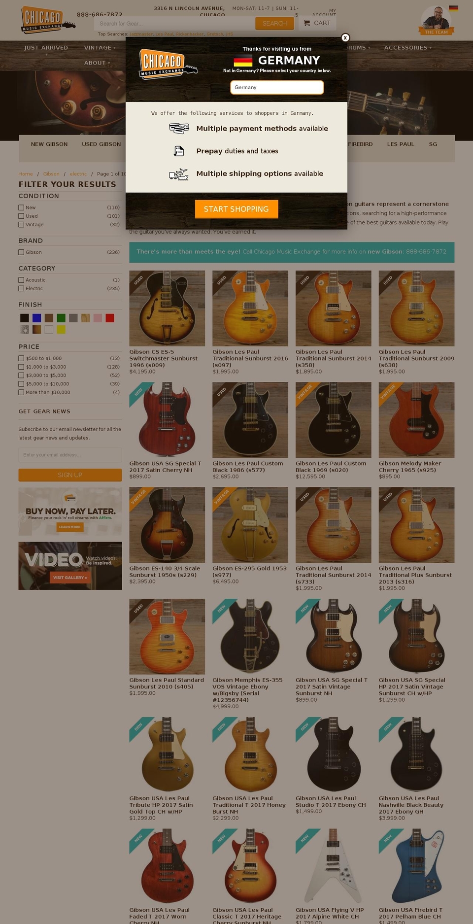 Chicago Music Exchange V6 (Bundling Capability) Shopify theme site example gibsongoldtop.com