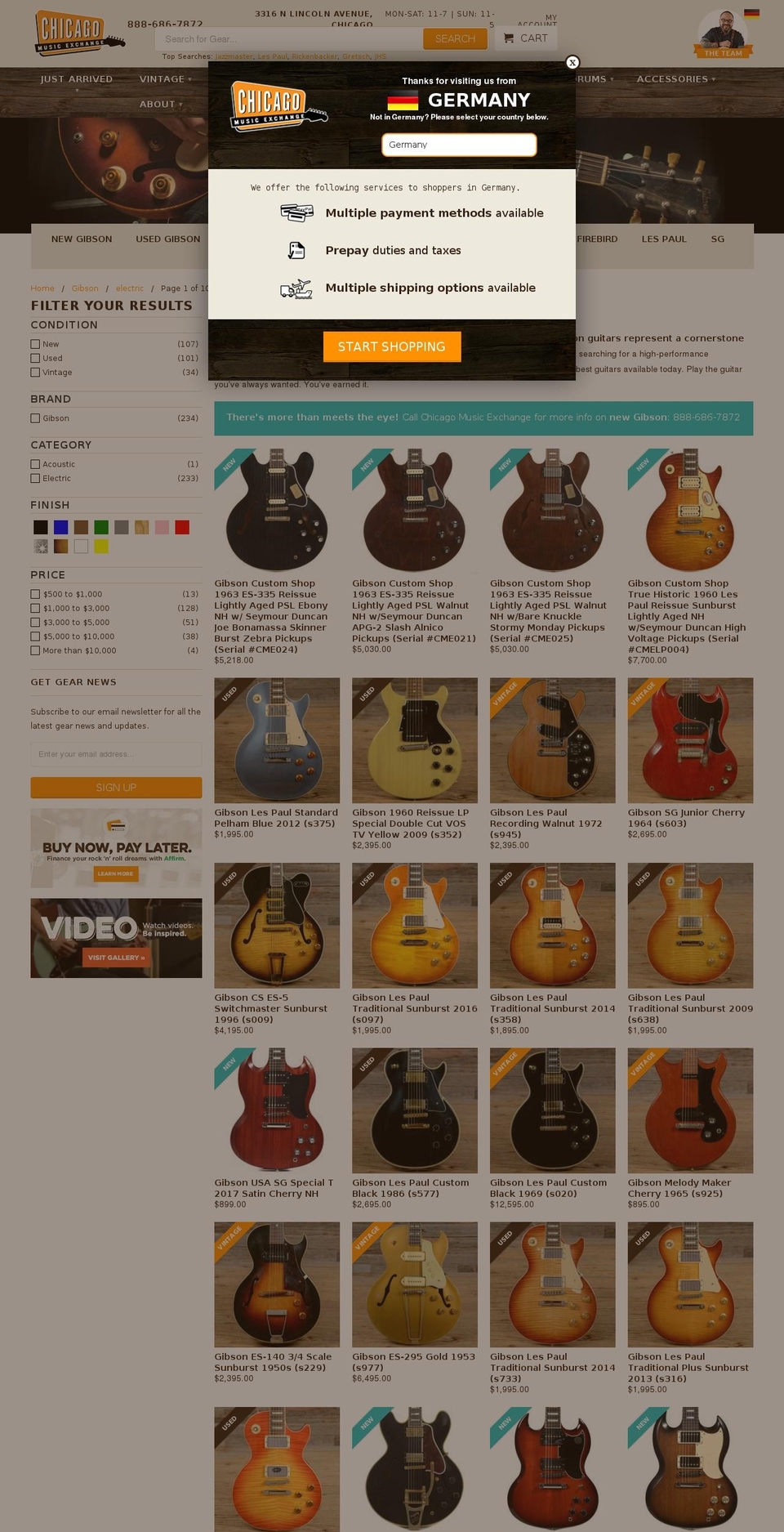 Chicago Music Exchange V6 (Bundling Capability) Shopify theme site example gibsongoldtops.com