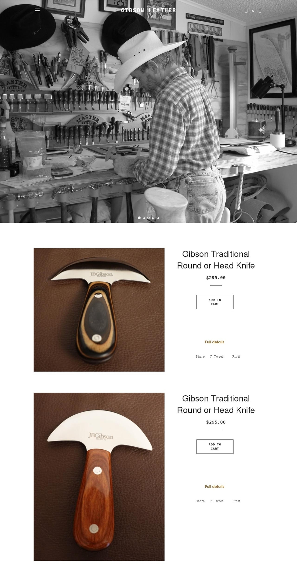 gibsonleather.com shopify website screenshot