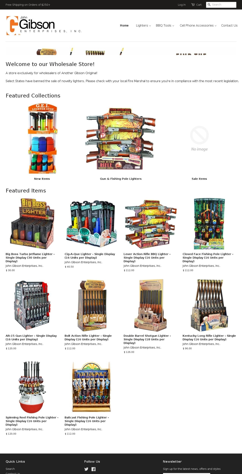 gibsonwholesale.com shopify website screenshot