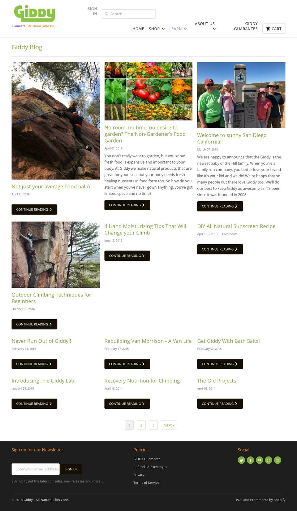 giddyblog.com — Shopify storefront screenshot
