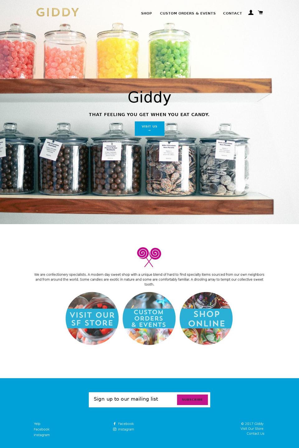 giddycandy.com shopify website screenshot
