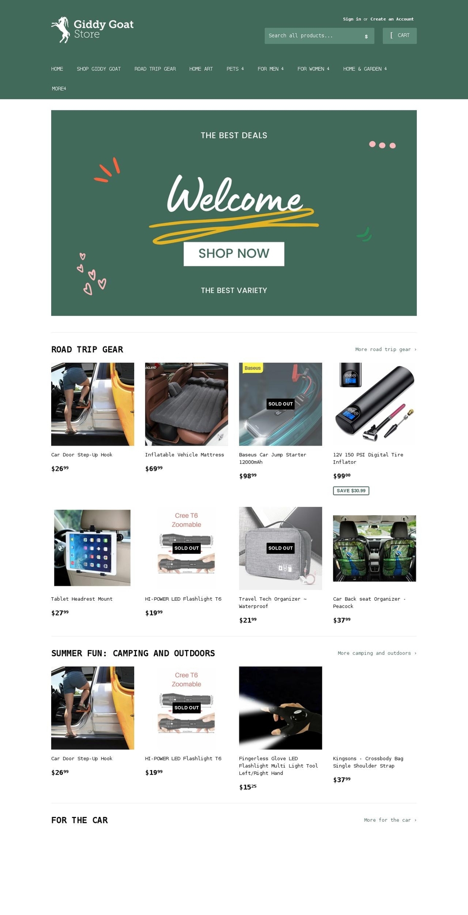 giddygoatstore.com shopify website screenshot