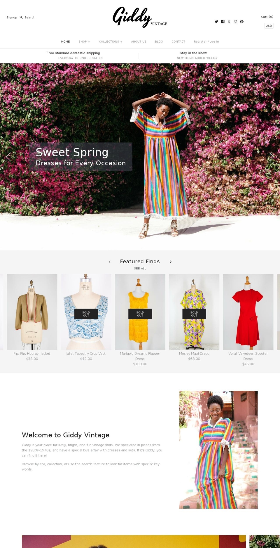 giddyvintage.com shopify website screenshot