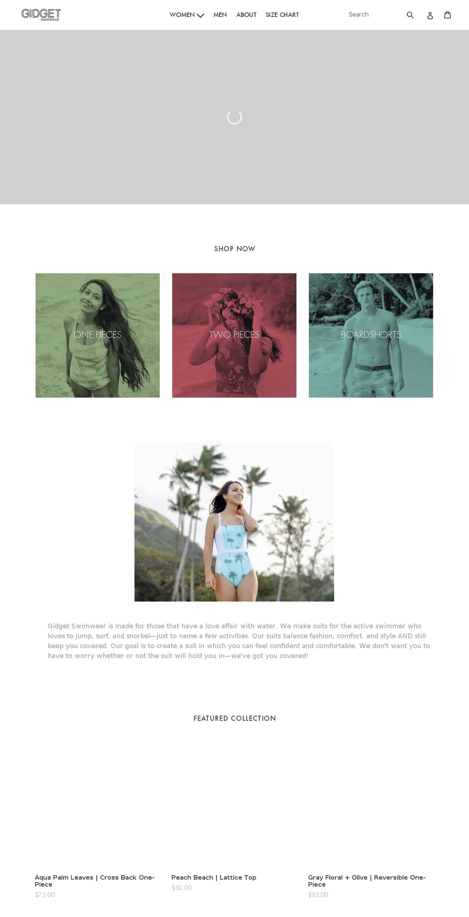 gidgetswimwear.com — Shopify storefront screenshot