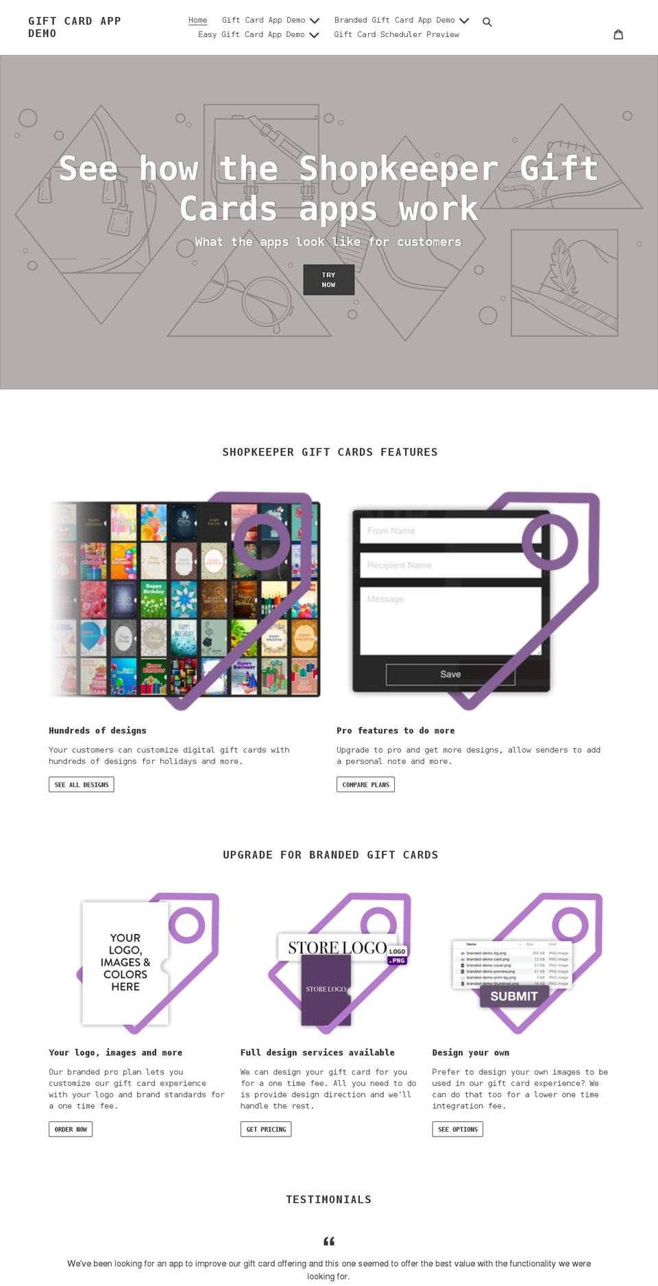 gift-card-app-demo.myshopify.com shopify website screenshot
