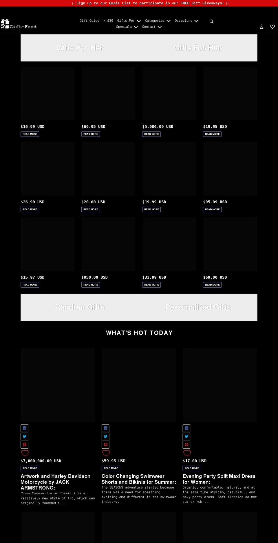 gift-feed.com shopify website screenshot