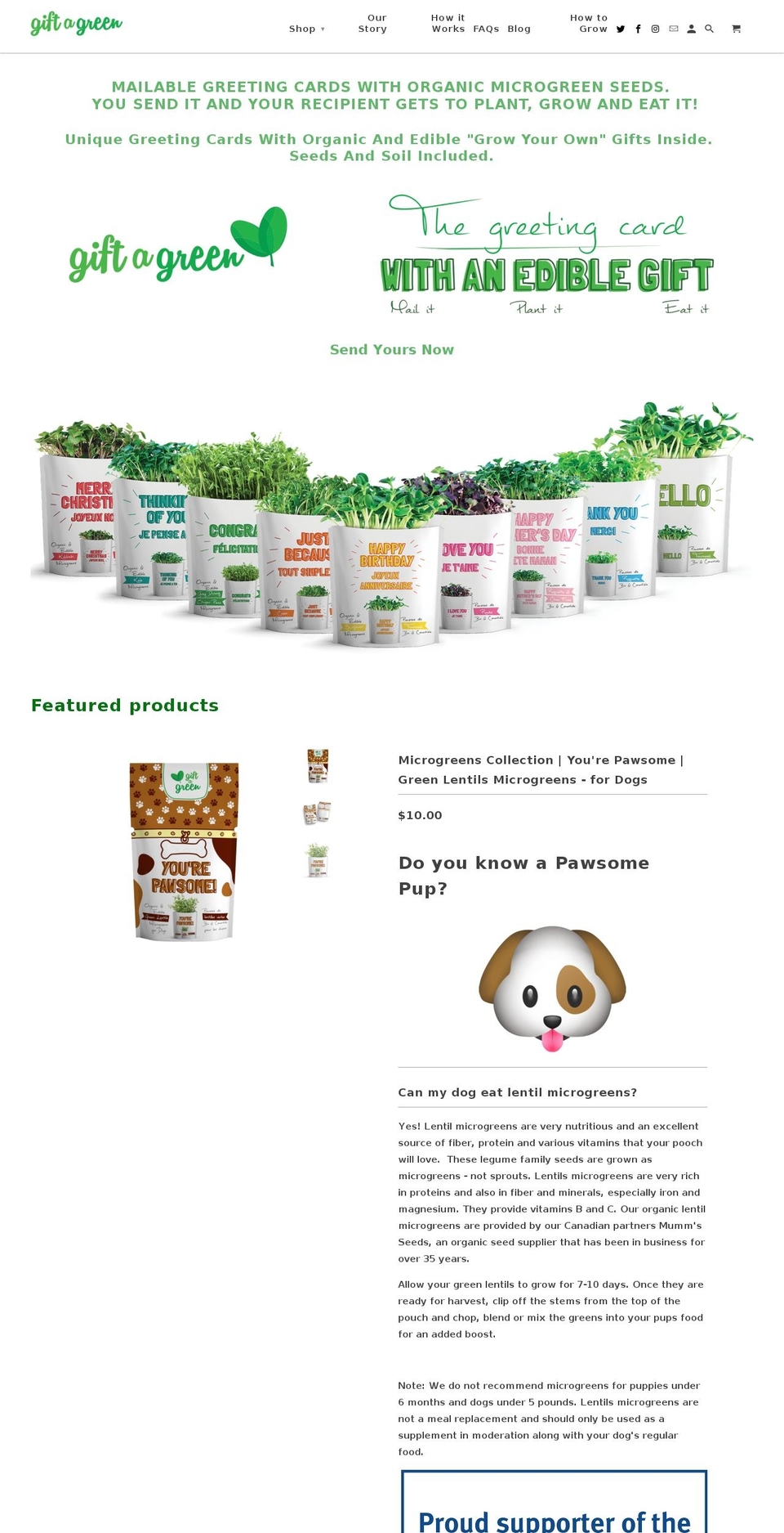 giftagreen.com shopify website screenshot