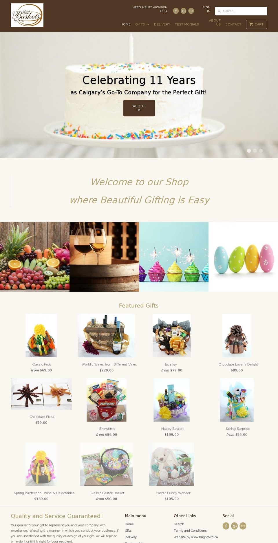 giftbasketsbydesign.ca shopify website screenshot