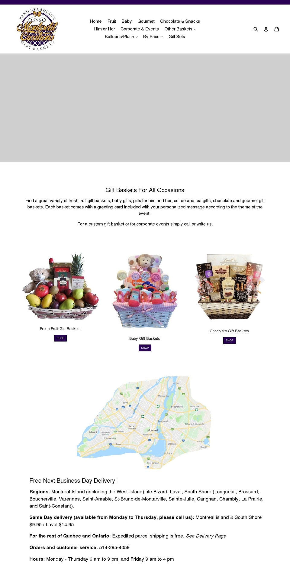 giftbasketsmc.ca shopify website screenshot