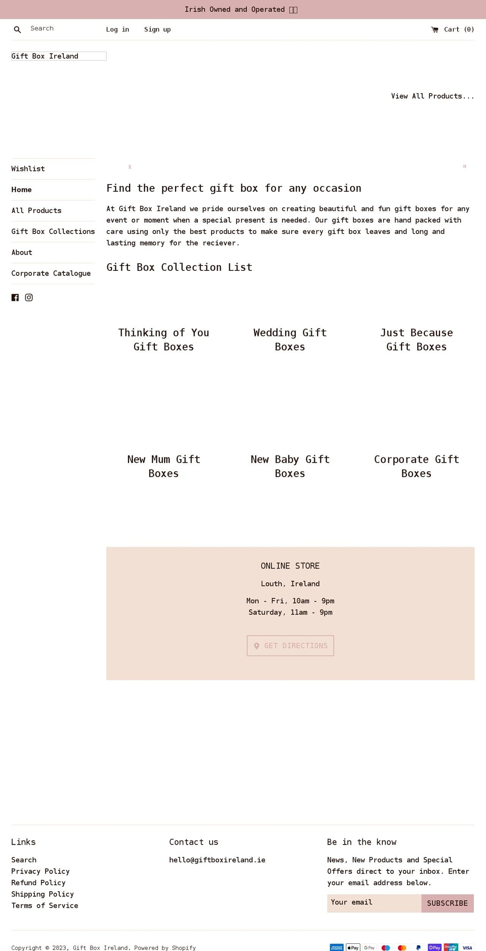 giftboxireland.ie shopify website screenshot