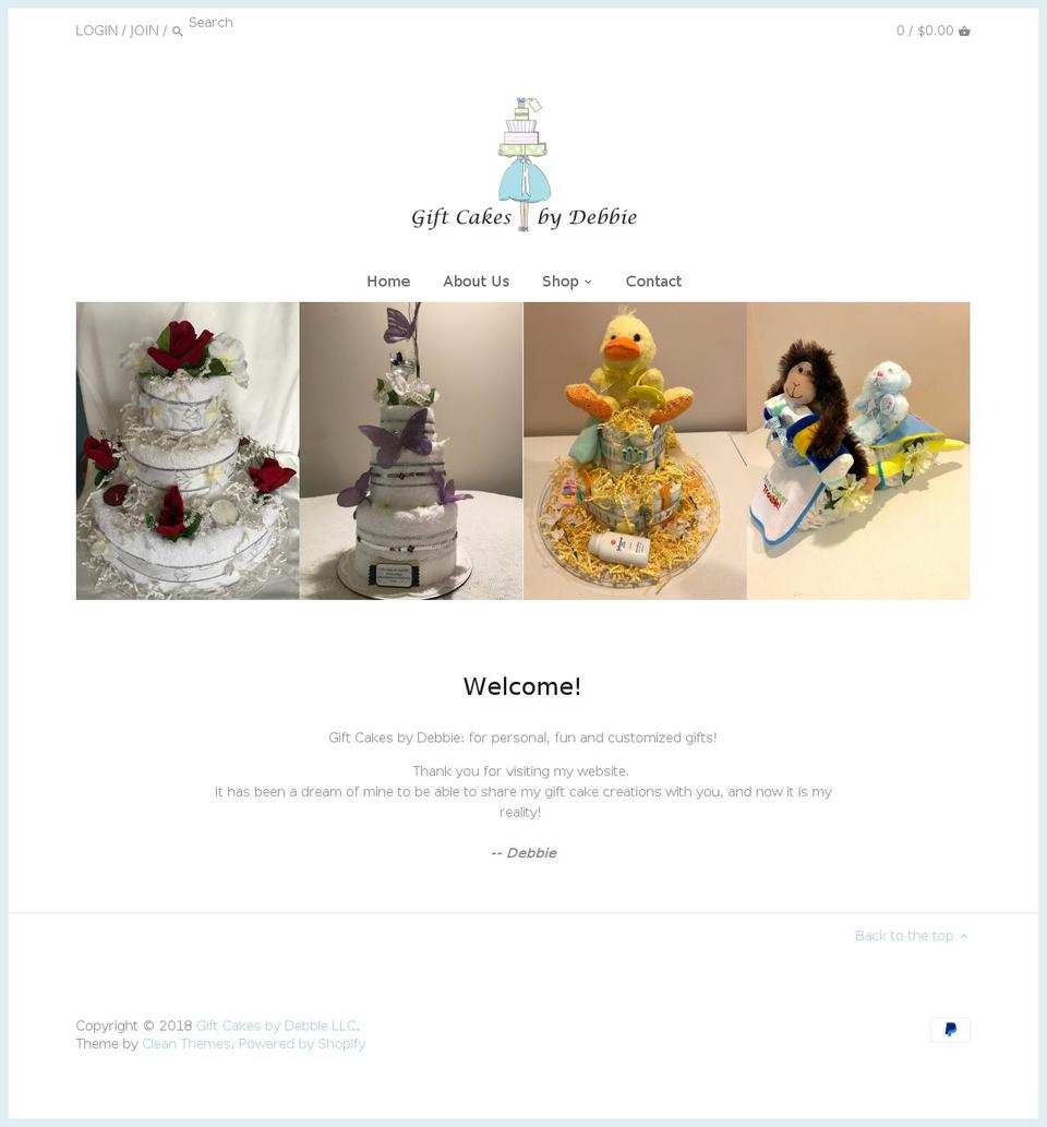 giftcakesbydebbie.com — Shopify storefront screenshot