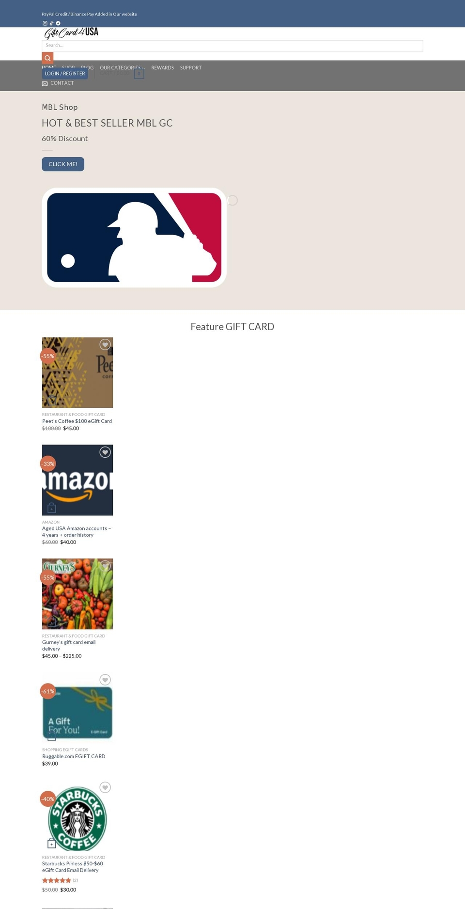 New-v-- Shopify theme site example giftcard4usa.com