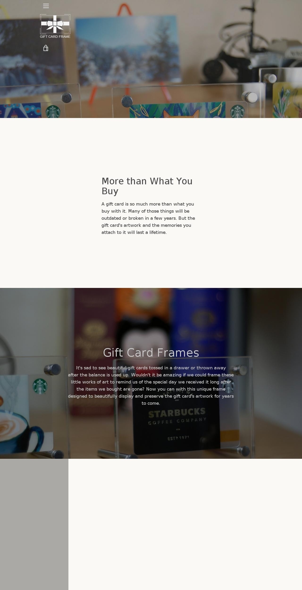giftcardframe.com — Shopify storefront screenshot