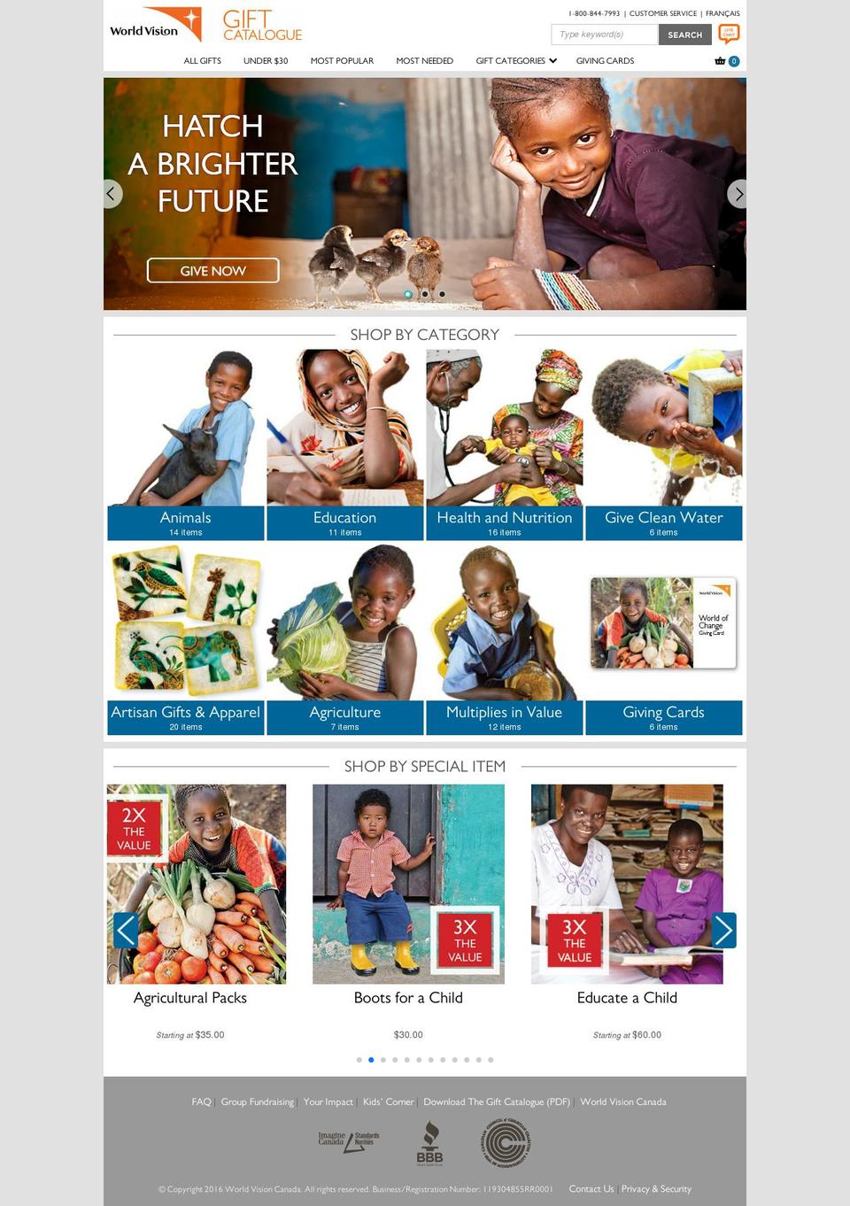 World-Vision-Canada-Latest Shopify theme site example giftcatalogue.ca