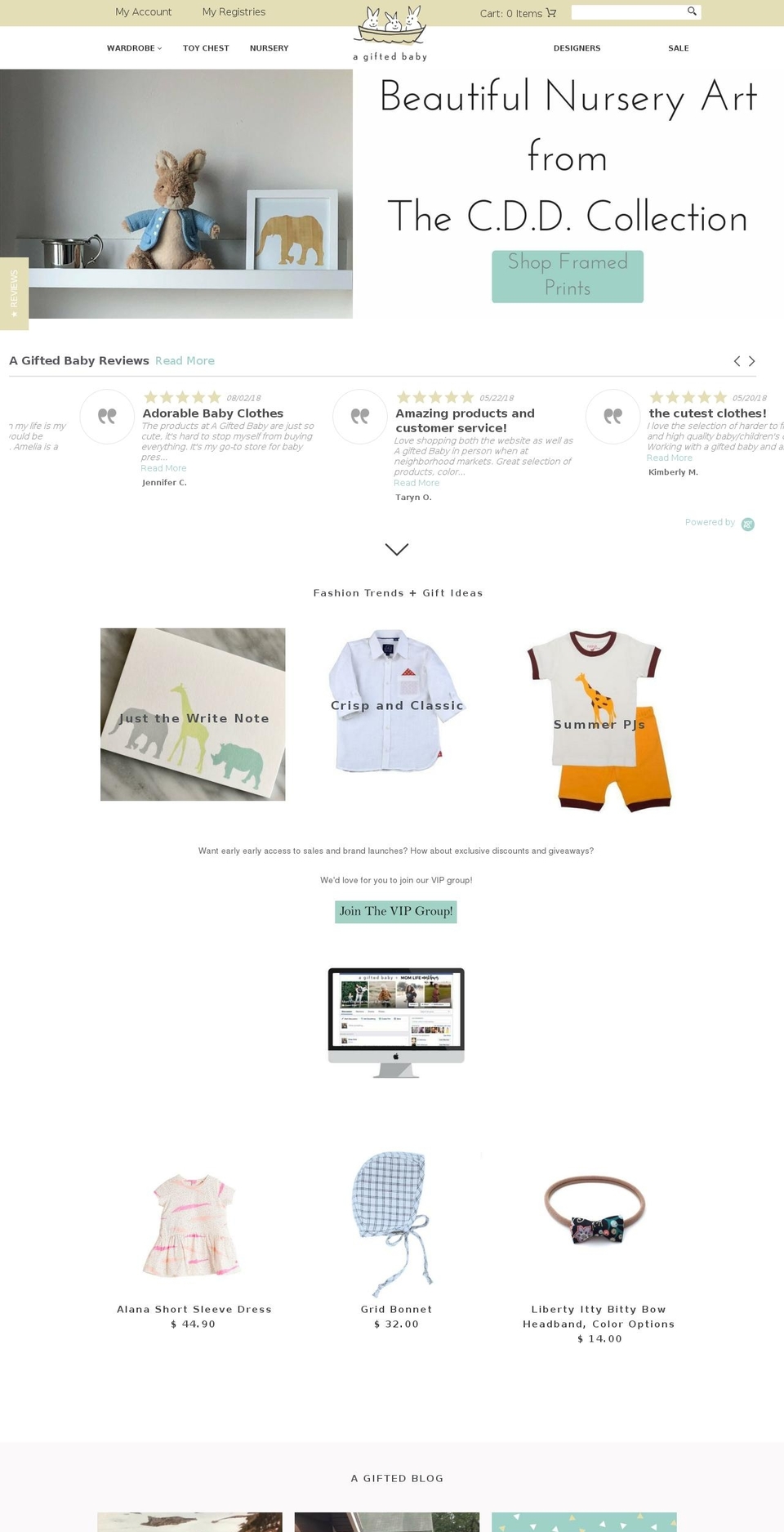Dev store Shopify theme site example giftedbaby.org
