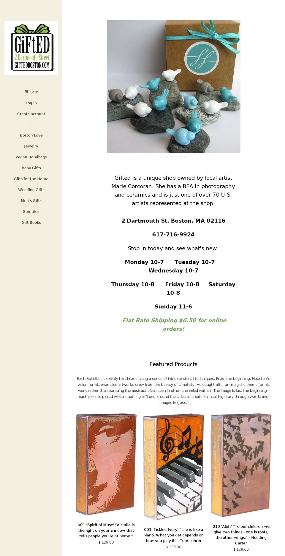 giftedboston.com shopify website screenshot