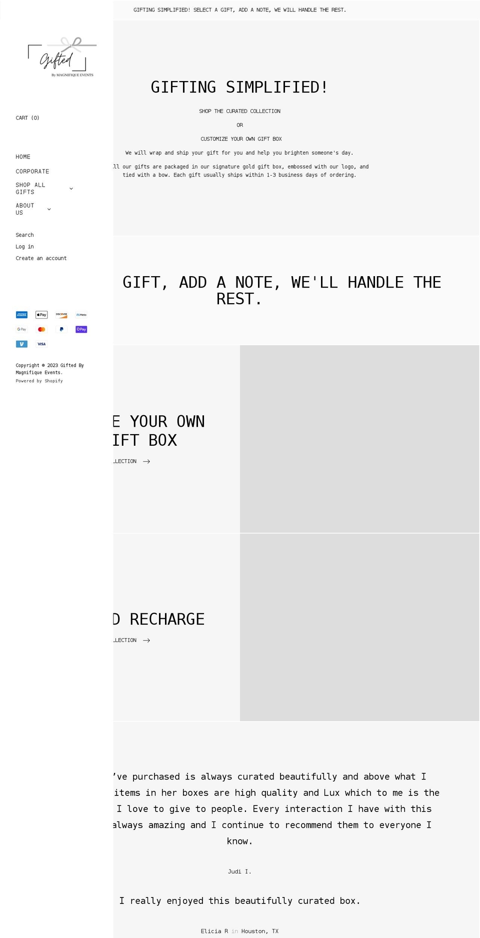 giftedbymagnifiqueevents.com shopify website screenshot