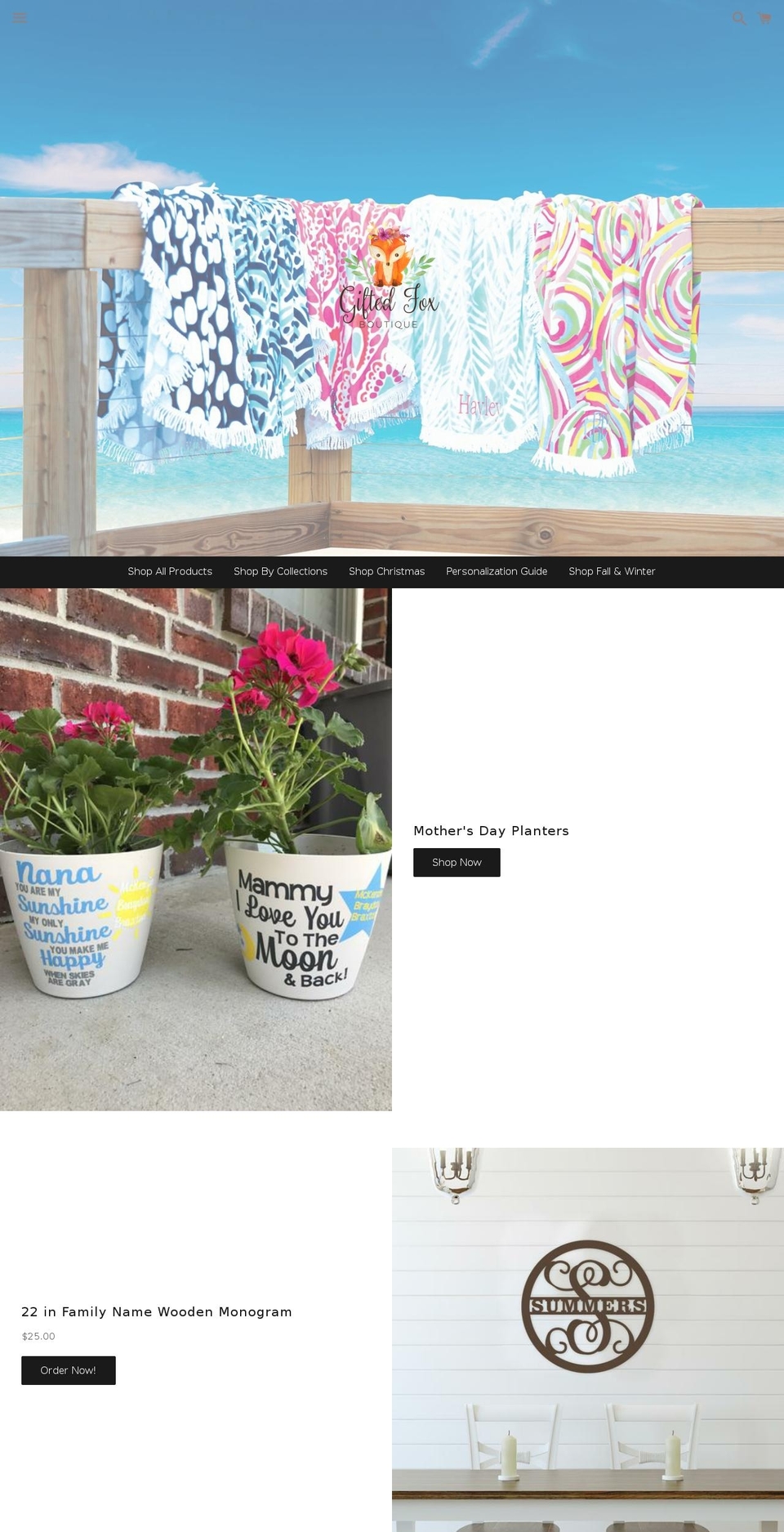 giftedfoxboutique.com — Shopify storefront screenshot