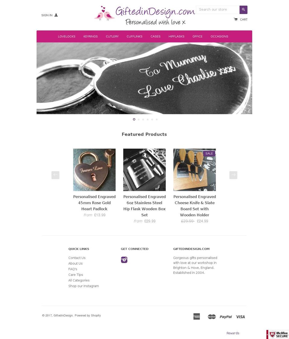 giftedindesign.com shopify website screenshot