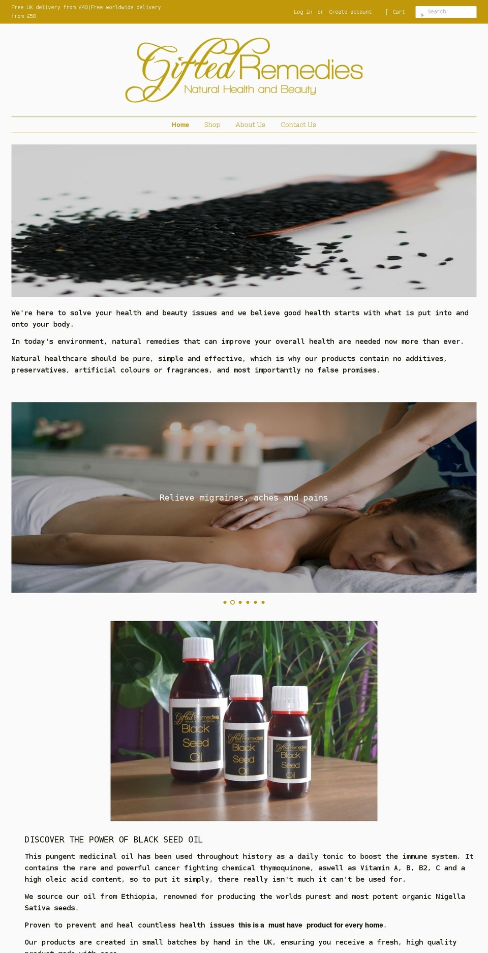giftedremedies.com shopify website screenshot