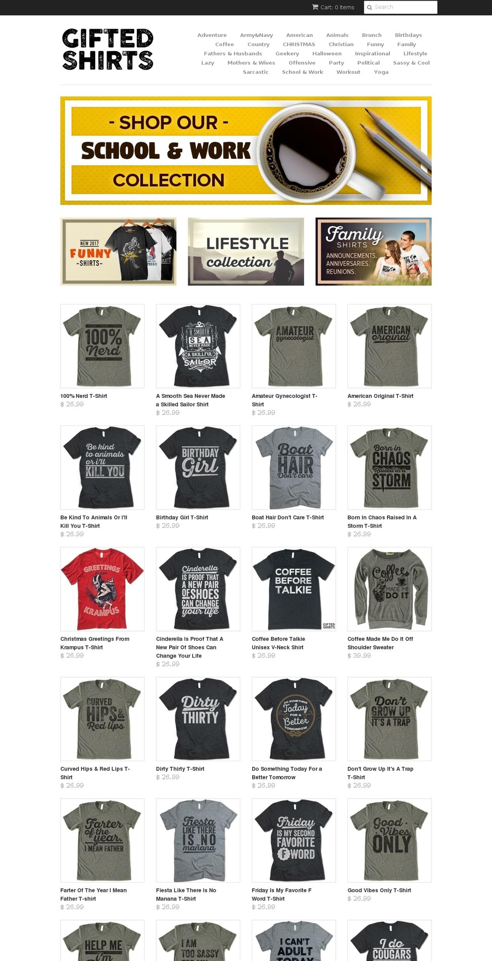 giftedshirts.com shopify website screenshot