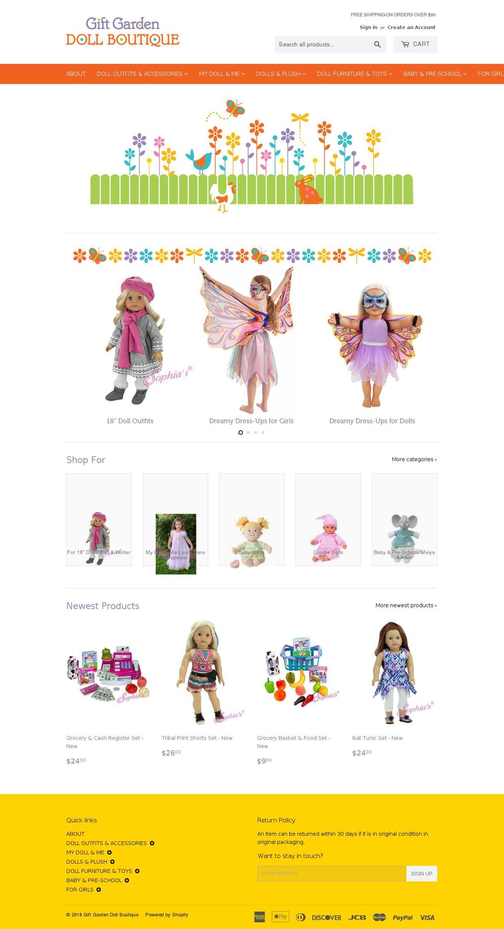 giftgardendollboutique.com — Shopify storefront screenshot