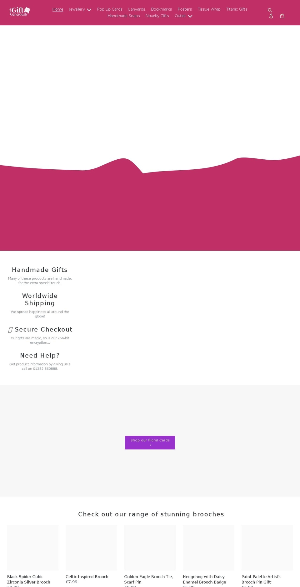 giftgenerously.com shopify website screenshot