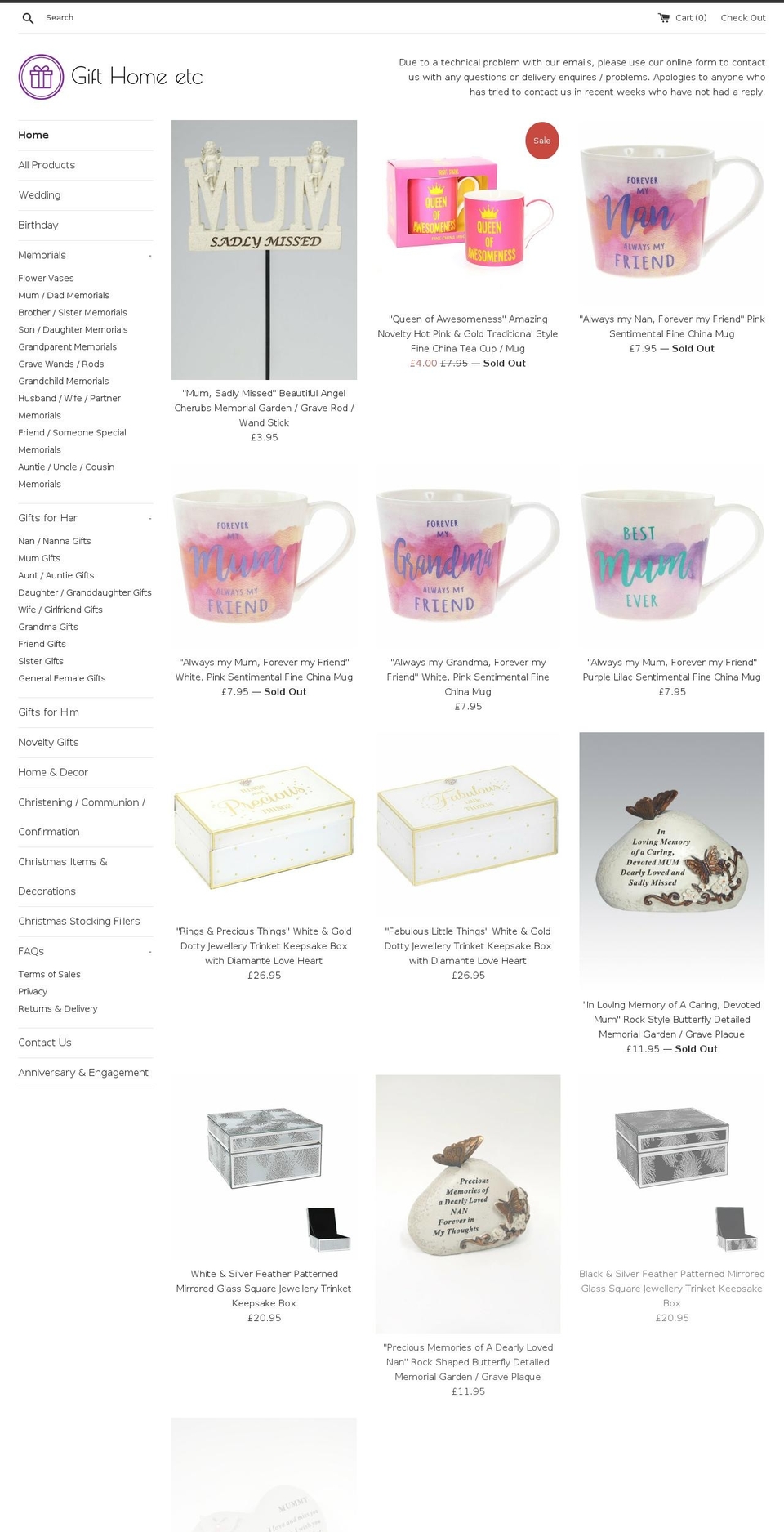 gifthomeetc.co.uk shopify website screenshot