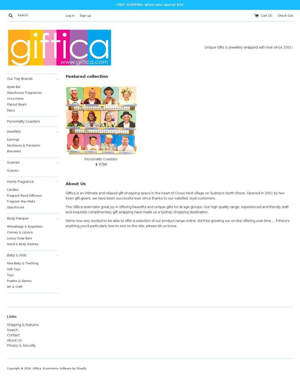 giftica.com shopify website screenshot