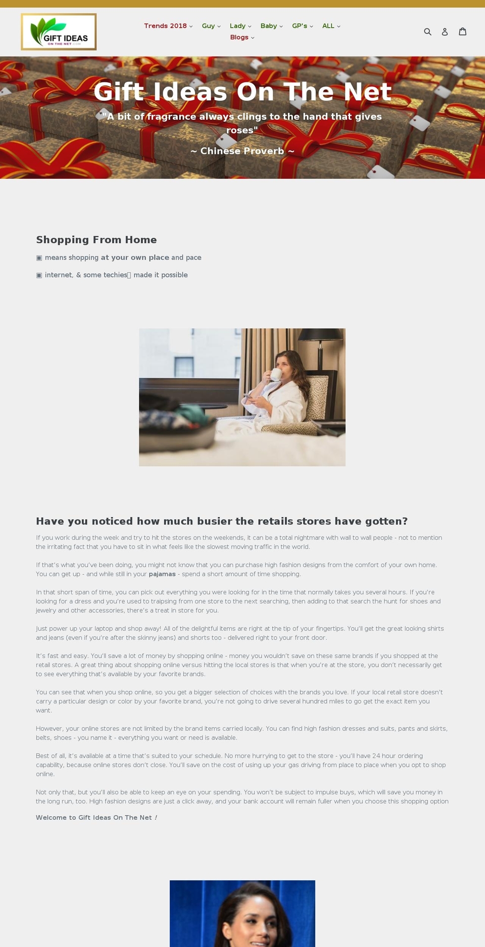 giftideasonthenet.com — Shopify storefront screenshot