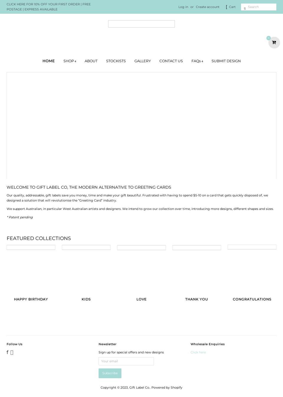 giftlabelco.com shopify website screenshot