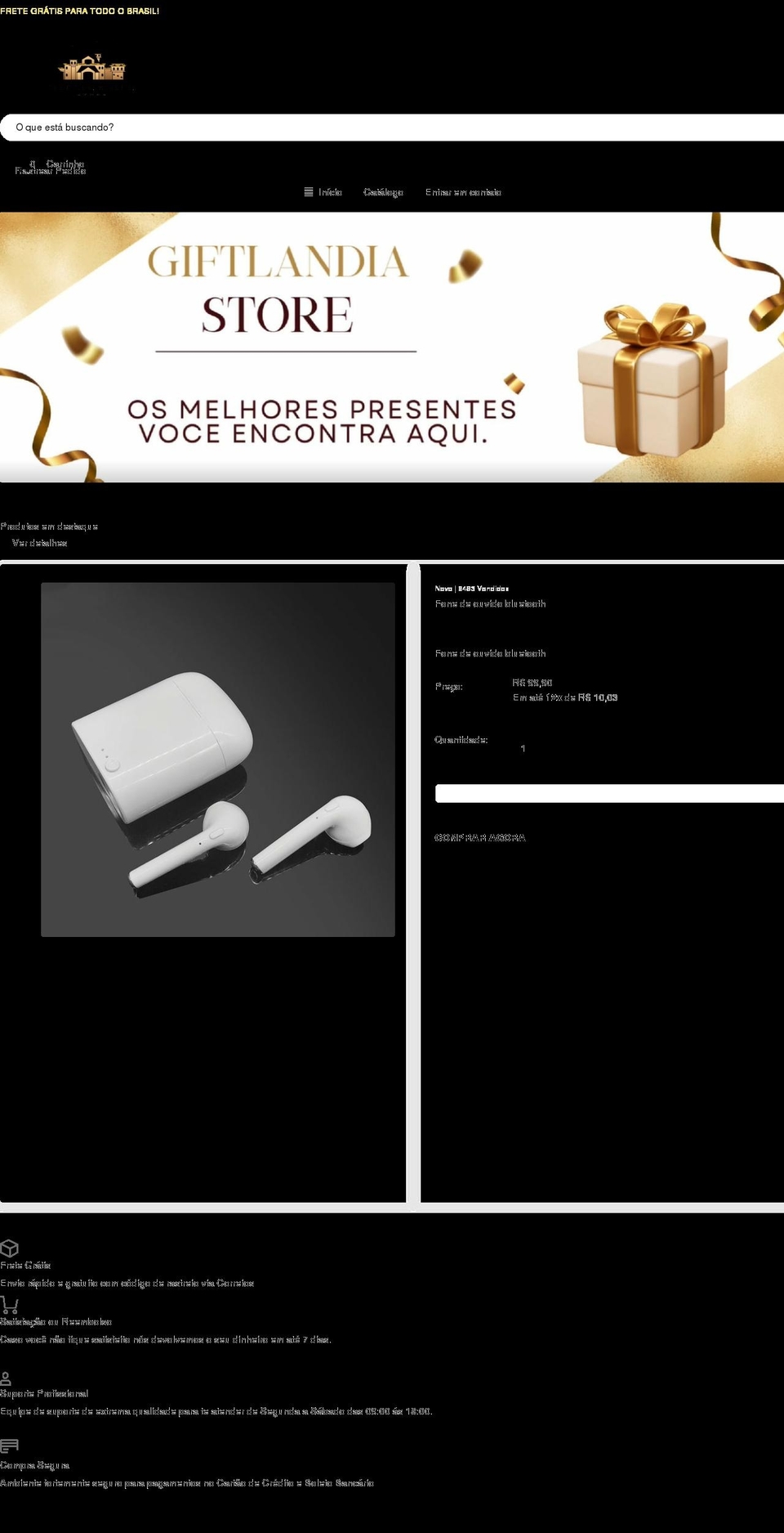 Tema loja milionaria Shopify theme site example giftlandia.com.br