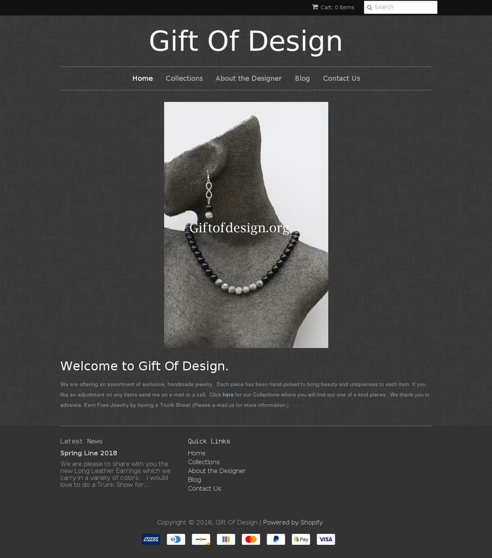 giftofdesign.org shopify website screenshot