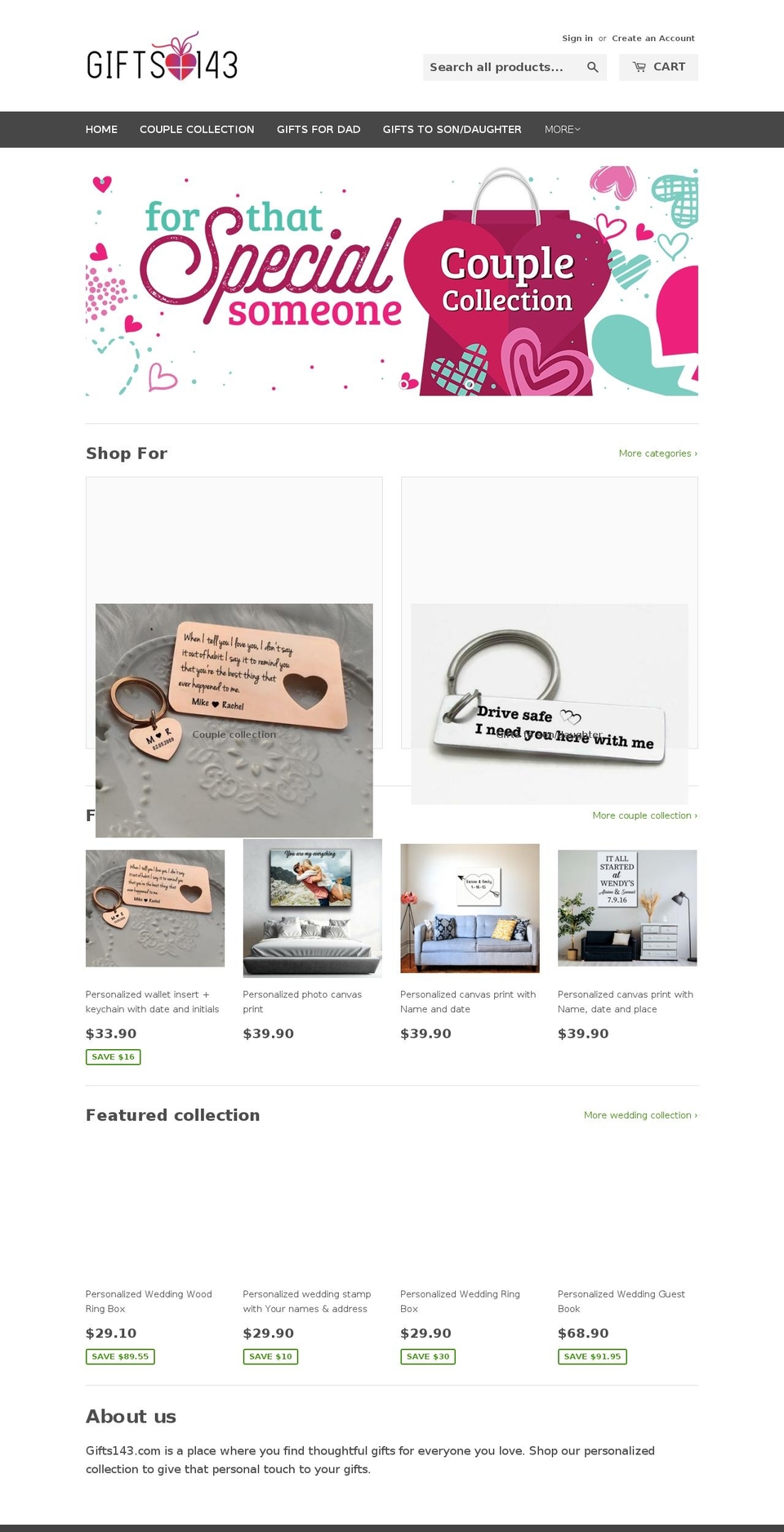 gifts143.com — Shopify storefront screenshot