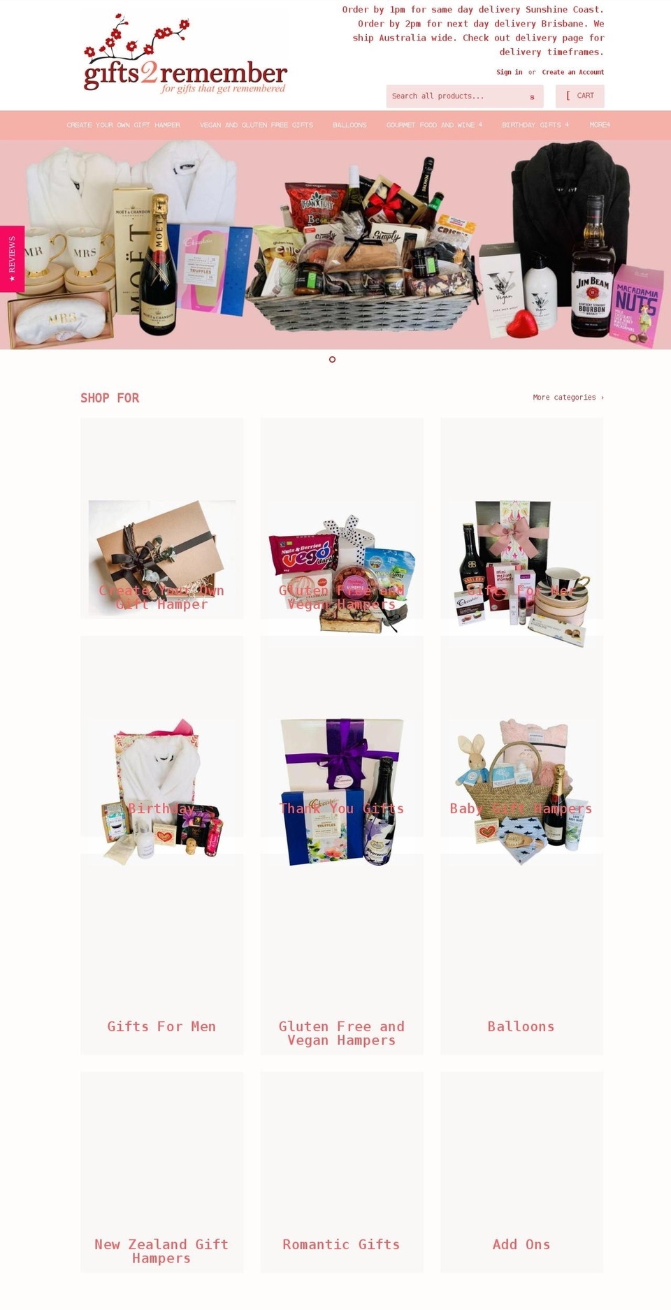 gifts2remember.com.au shopify website screenshot