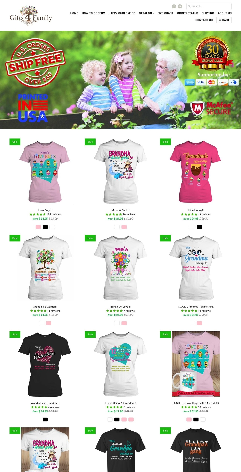 Kalles Shopify theme site example gifts4family.com